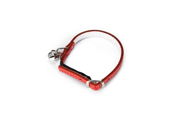 Beeztees Kedi Boyun Tasması, Deri, Zilli, Kırmızı, 24-29cm ürün görseli