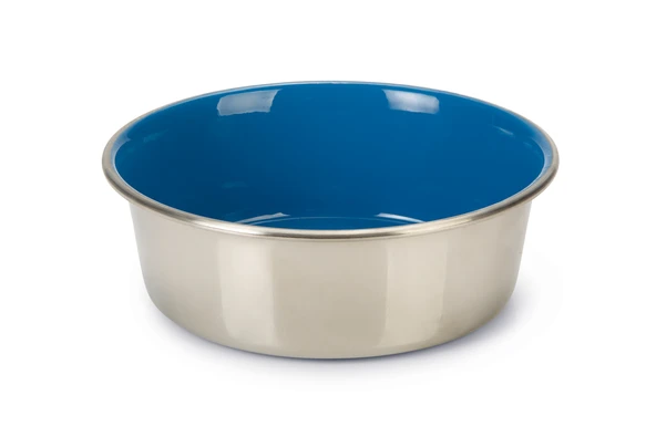 Beeztees Köpek Mama Su Kabı, Paslanmaz Çelik, İçi Mavi, 20cm, 1,9L