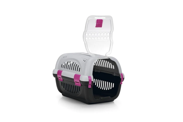 Beeztees Köpek veya Kedi Taşıma Kabı, Gri/Pembe, 51x34,5x33cm - Resim 5
