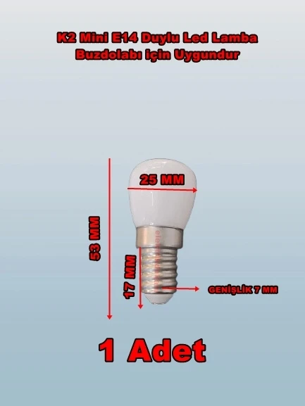 K2 E-14 2W Led Ampul Beyaz 6500k (İnce Duylu Buzdolabı Ampulü)