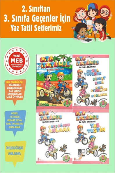 2.Sınıftan 3.Sınıfa Geçenler İçin Ata Tatilde Seti (4 Kitap)