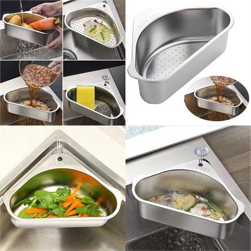 ModaCar Inox Lavabo Köşe Süzgeci Organizer 304 Paslanmaz Çelik - 9