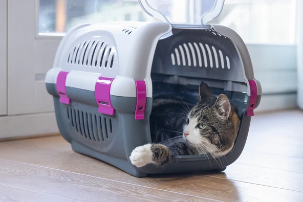 Beeztees Köpek veya Kedi Taşıma Kabı, Gri/Pembe, 51x34,5x33cm - Resim 3