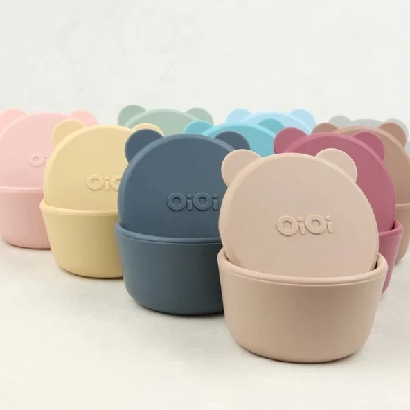Oioi Silikon Kapaklı Mini Kase 2'li Mini Bites Mineral Blue / Powder Grey - 3