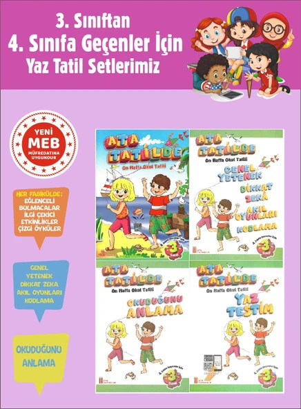3.Sınıftan 4.Sınıfa Geçenler İçin Ata Tatilde Seti (4 Kitap) ürün görseli 1