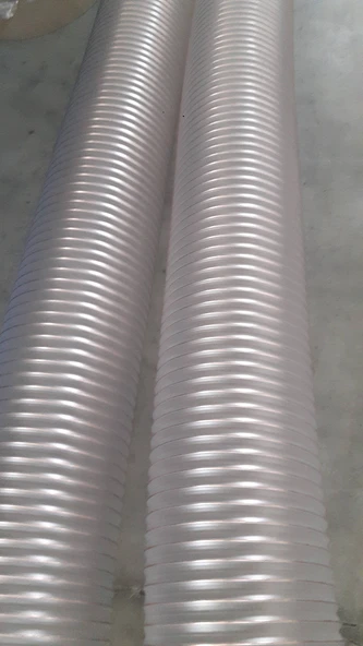 Poliüretan Bakır Telli Şeffaf Toz Talaş Emiş Hortum (İç Çap 120mm) (  Boy 5 Mt )  Pu 070 - 3