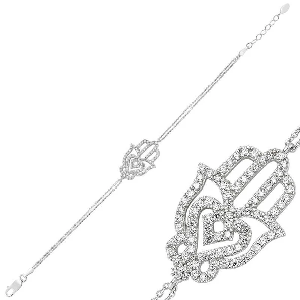 925 Ayar Gümüş Fatma Ana Eli Bileklik ürün görseli