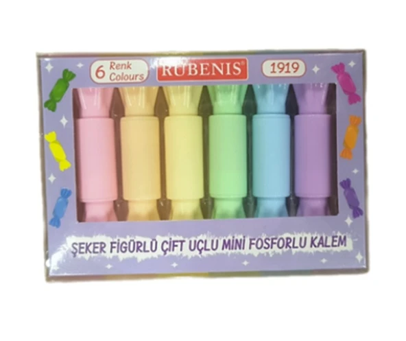 Rubenis Şeker Figürlü Fosforlu Kalem Seti 6Lı - 2 paket ürün görseli 1