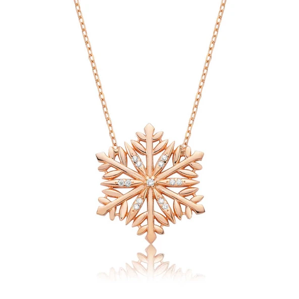 925 Ayar Gümüş Kar Tanesi Kadın Gümüş Kolye ürün görseli