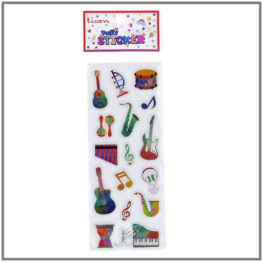 Ticon Puffy Sticker Müzik Aletleri - 6 adet