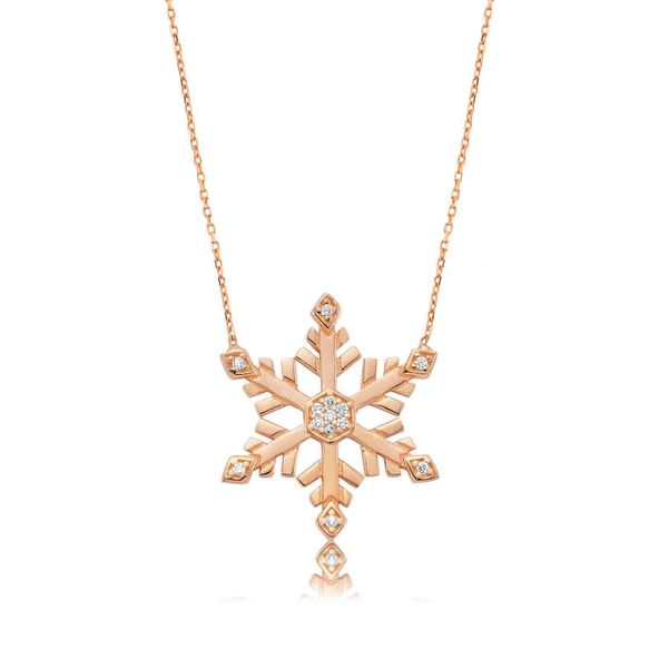 925 Ayar Gümüş Kar Tanesi Kadın Gümüş Kolye ürün görseli 1