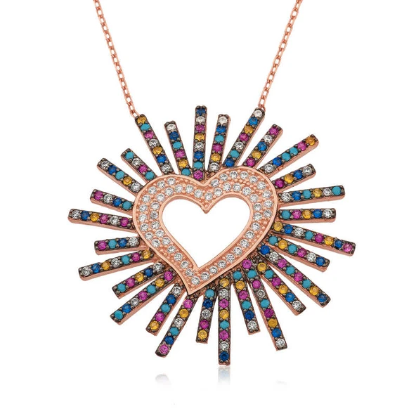 925 Ayar Gümüş Kalpli Kadın Gümüş Kolye ürün görseli 1