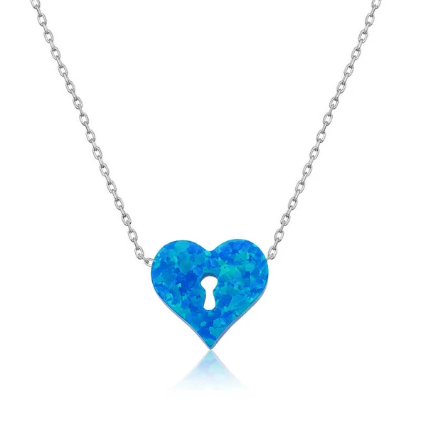 925 Ayar Gümüş Kilitli Kalp Kadın Gümüş Kolye ürün görseli