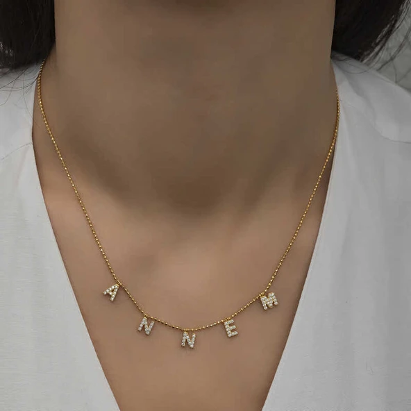 ​925 Ayar Gümüş Annem Yazılı Bayan Gümüş Kolye - Resim 3