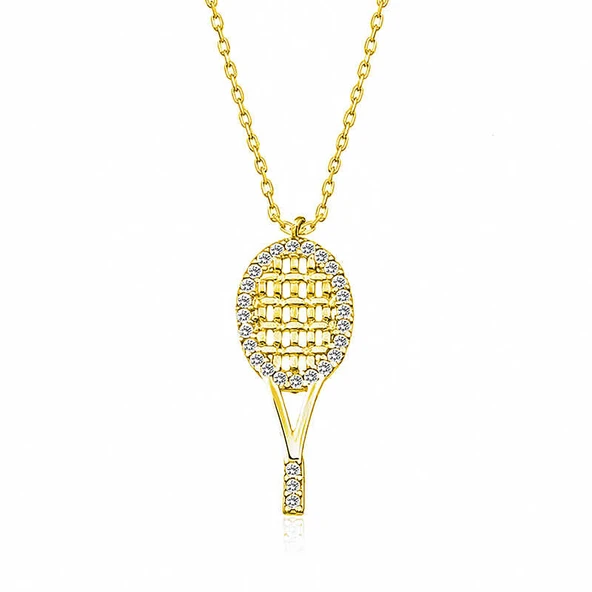 925 Ayar Gümüş Tenis Raketi Kadın Gümüş Kolye ürün görseli