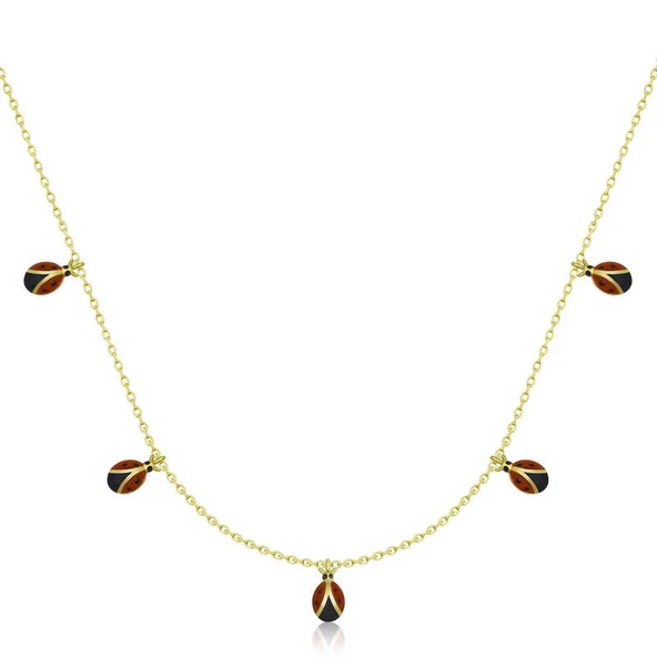 925 Ayar Gümüş Uğur Böceği Şans Kadın Gümüş Kolye ürün görseli 1