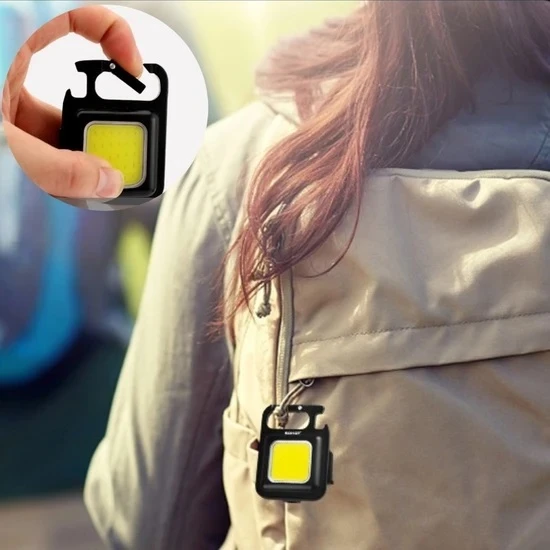Mini 30 Ledli  Mıknatıslı Anahtarlık Flash Kamp Lambası Askılı Kapak Açacaklı Şarjlı Fener - 2