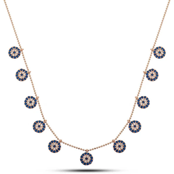 925 Ayar Gümüş Rose Nazarlı Şans Kadın Kolye ürün görseli