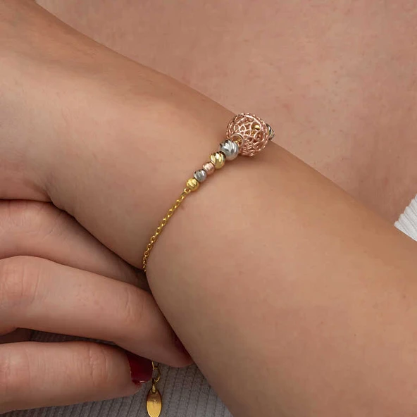 Gümüş Renkli Top Dorika Kadın Bileklik - Resim 5