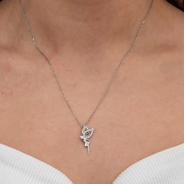 Gümüş Peri Kızı Kadın Kolye - Resim 2