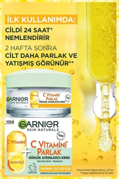 Garnier C Vitamini Parlak Günlük Aydınlatıcı Nemlendirici Krem (C Vitamini + Limon)