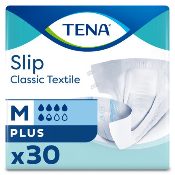 Tena Slip Classic Tekstil 5,5 damla Orta Boy Medium Belbantlı Hasta Bezi 30lu paket