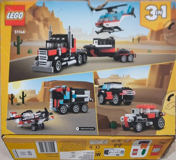 31146 LEGO Creator 3 ü1 arada Helikopterli Açık Kasa Kamyon Hiç Açılmamış Orjinal Paket - Sadece Paketi Hafif Hasarlı. Ürün Kutu Hasarı Çok Hafiftir. Görseller Ürüne Aittir. - 2