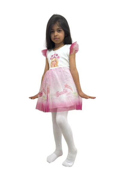 Barbie Baskılı Kız Elbise 2/5 yaş - 7