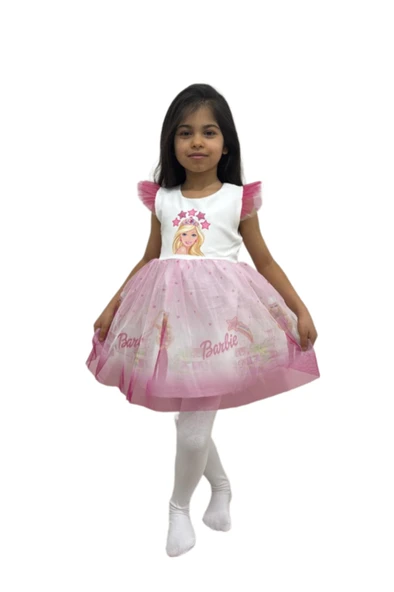 Barbie Baskılı Kız Elbise 2/5 yaş