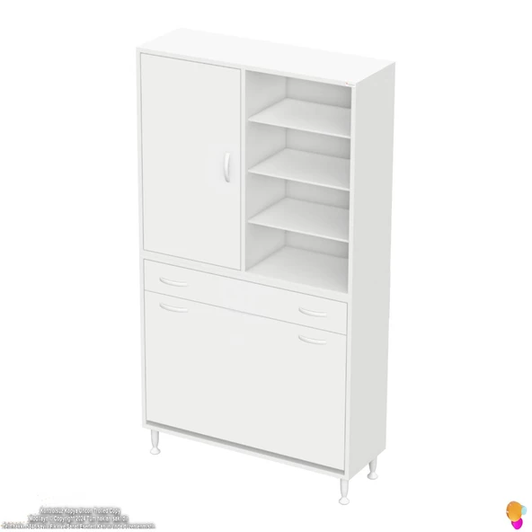 Modilayn AFRA 90x173x32,5cm 1 Çekmece, 3 Göz Sepet, 1 Kapak, 8 Raf Dar Alan Banyo Dolabı - Resim 6