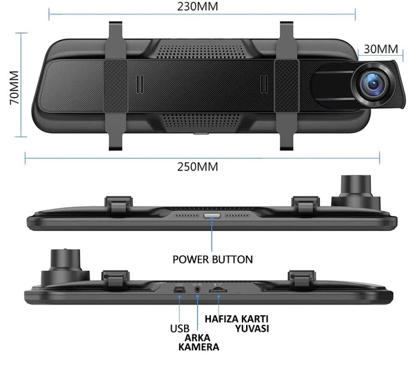 MPIA CC68 10" Tam Ekran Aynalı 128GB Araç İçi 4K Kamera GPS, Wifi ,Geri Görüş Kamerası - 5