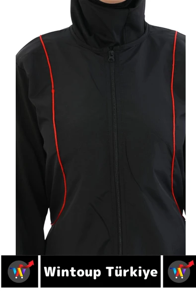 Özel Üretim Yüksek Kaliteli Konforlu Fermuarlı Taytlı Tam Kapalı Deniz Havuz Yüzücü TESETTÜR MAYO - 4