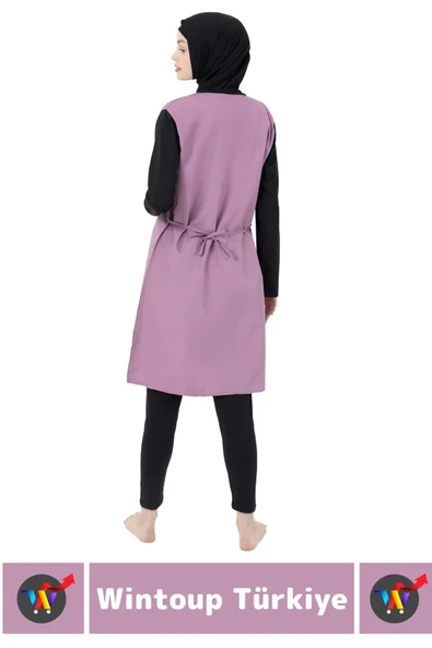 Özel Üretim Yüksek Kaliteli Konforlu Fermuarlı Taytlı Tam Kapalı Yüzücü Deniz Havuz TESETTÜR MAYO - 4