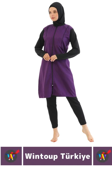 Özel Üretim Yüksek Kaliteli Konforlu Fermuarlı Taytlı Tam Kapalı Deniz Havuz Yüzücü - 2