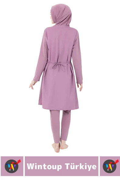 Özel Üretim Yüksek Kaliteli Konforlu Fermuarlı Taytlı Tam Kapalı Yüzücü Deniz Havuz TESETTÜR MAYO - 4