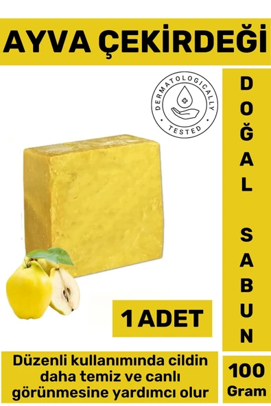 Özel Üretim Doğal Güzel Kokulu Cilt Temizleyici Canlı Görünüm Organik Ayva Çekirdeği Sabunu 1 Adet