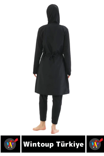 Özel Üretim Yüksek Kaliteli Konforlu Fermuarlı Taytlı Tam Kapalı Deniz Havuz Yüzücü TESETTÜR MAYO - 5