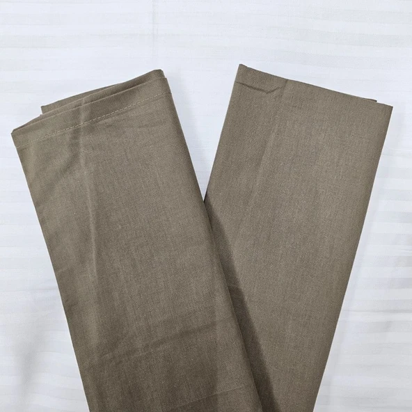 Kahverengi Düz Renk Pamuklu 2'li Yastık Kılıfı 50x70 - 5