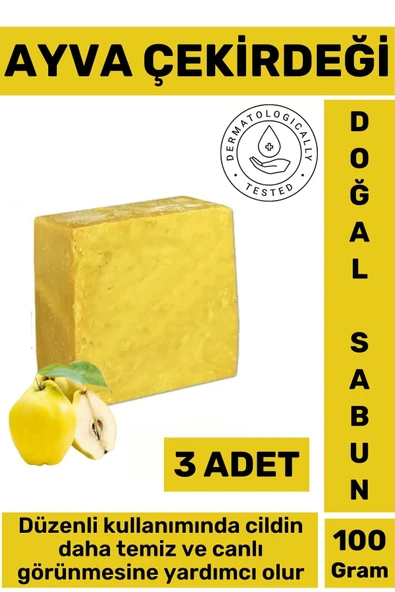 Özel Üretim Doğal Güzel Kokulu Cilt Temizleyici Canlı Görünüm Organik Ayva Çekirdeği Sabunu 3 Adet
