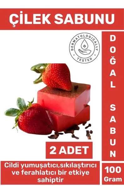 Doğal Güzel Kokulu Cilt Yumuşatıcı Ferahlatıcı Lekeli Kuru Cilt İçin Organik Çilek Sabunu 2 Adet