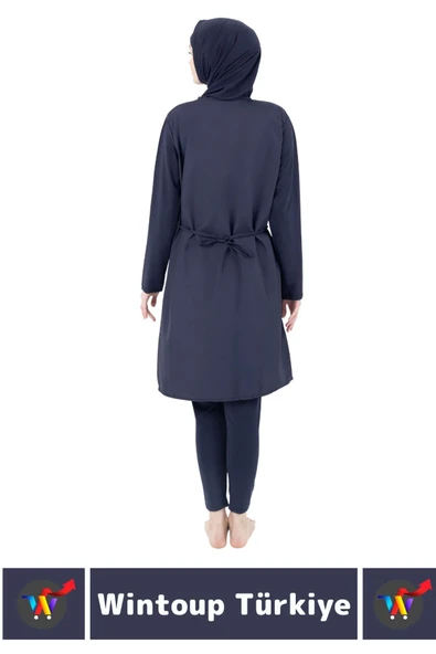 Özel Üretim Yüksek Kaliteli Konforlu Fermuarlı Taytlı Tam Kapalı Yüzücü Deniz Havuz TESETTÜR MAYO - 4