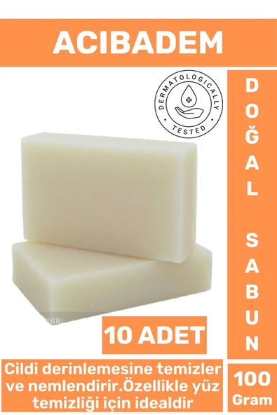 Doğal Güzel Kokulu Derinlemesine Cilt Yüz Temizleyici Nemlendirici Organik Acıbadem Sabunu 10 Adet