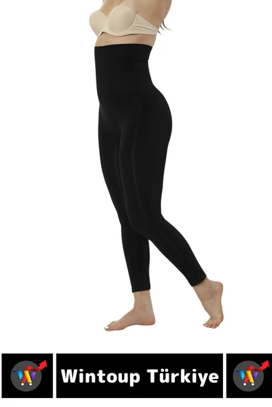 Özel Seri Doğal Görünüm Çift Kat Bel Vücut Toparlayıcı İnceltici LAZER KESİM Yüksek Bel Korse Tayt - Resim 4