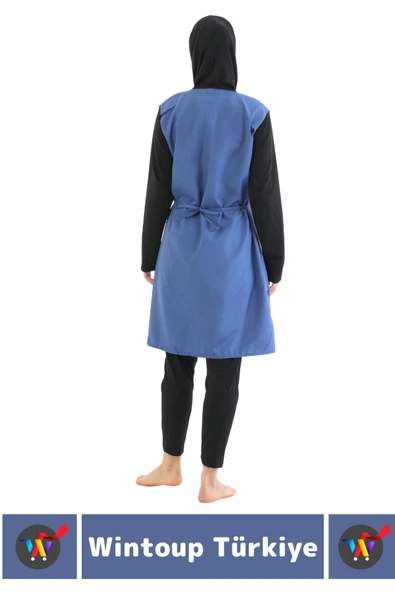 Özel Üretim Yüksek Kaliteli Konforlu Fermuarlı Taytlı Tam Kapalı Deniz Havuz Yüzücü TESETTÜR MAYO - 4