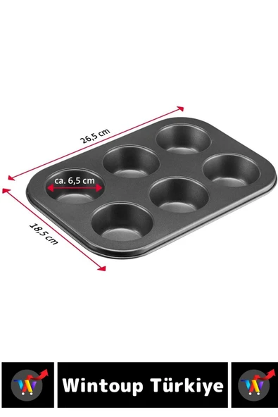 Premium Isıya Dayanıklı Yapışmaz Kolay Temizlenir Kek Brownie Cupcake 6'lı Muffin Kek Kalıbı - 4
