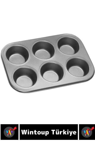 Premium Isıya Dayanıklı Yapışmaz Kolay Temizlenir Kek Brownie Cupcake 6'lı Muffin Kek Kalıbı - 2