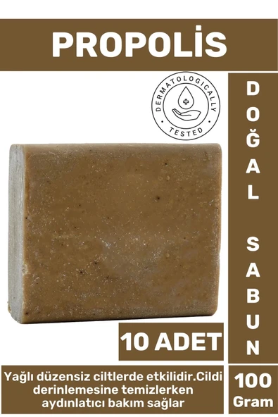 Özel Üretim Doğal Cilt Temizleyici Parlatıcı Nem Dengeleyen Yaşlanma Karşıtı Propolis Sabunu 10 Adet