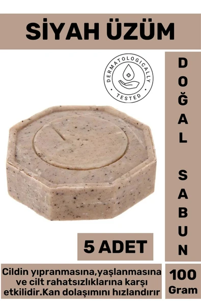 Özel Üretim Doğal Güzel Kokulu Yenileyici Cilt Onarıcı Yaşlanma Karşıtı Siyah Üzüm Sabunu 5 Adet