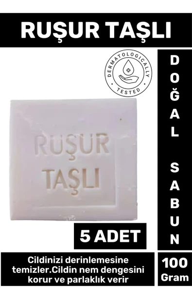 Özel Üretim Doğal Cilt Temizleyici Nem Dengeleyici Parlaklık Veren Ruşur Taşı Sabunu 5 Adet ürün görseli