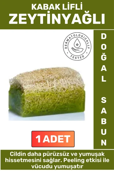 Özel Üretim Masaj Etkili Nemlendirici Kuruluk Giderici Doğal Kabak Lifli Zeytinyağı Sabunu 1 Adet